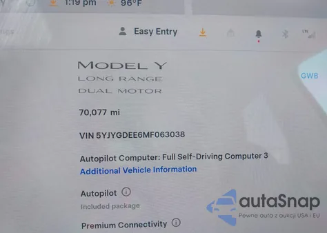2021 Tesla Model Y Long Range Dual Motor All-Wheel Drive from USA, damaged, VIN 5YJYGDEE6MF063038